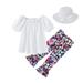 Holiday Savings Deals! Kukoosong Summer Baby Girl Clothes Floral Tops T-Shirt Princess Pants with Hat Outfits White 120