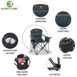 Oversized Camping Folding Chair Heavy Duty Support 450 LBS Steel Frame Collapsible Padded Arm Chair with Cup Holder Green