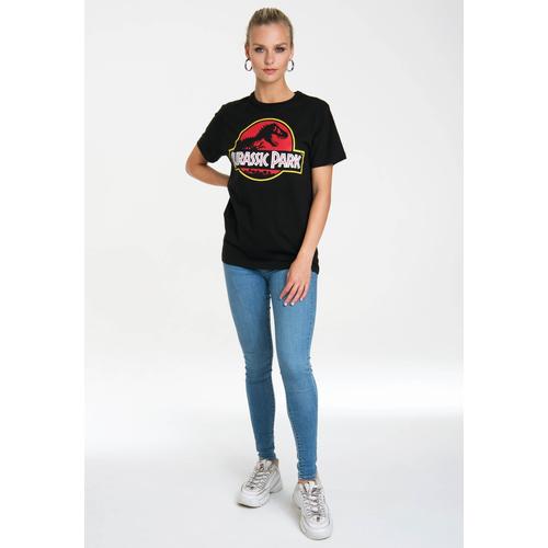 „T-Shirt LOGOSHIRT „“Jurassic Park Logo““ Gr. M, schwarz Damen Shirts T-Shirts mit coolem Print“