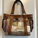 Coach Bags | Coach Euc Brown Tan Gold Patchwork Small Tote Purse Handbag | Color: Brown/Gold | Size: Os