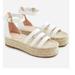 J. Crew Shoes | J.Crew Leather Gladiator Espadrille Platform Sandals White 7-7.5 | Color: Tan/White | Size: 7