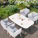 Corrigan Studio® Helena Rectangular 4 - Piece Outdoor Dining Set w/ Cushions Stone/Concrete in Gray | 62.99 W x 29.92 D in | Wayfair