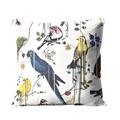 Designers Guild's Christian Lacroix, Birds Sinfonia, Neige Colourway, Beige, Blue, Yellow & Purple Cotton Throw Pillow Cover, Home Decor