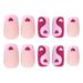 French Square Fake Nails Set Purple Pink Tai Chi Full Cover Medium Stick on Nails for DIY At-Home Manicure Kit