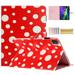 Case for iPad 10th Gen 10.9 2022 [Corner Protection] Premium Vegan PU Leather Folio Kickstand Cover Wave Point Pattern Auto Wake/Sleep with Pen Slot & Card Slots Case Cover Red + White