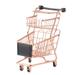 Mini Two-tier Shopping Cart Children Simulation Play Toy Grocery Cart Trolley Storage Basket Rose Gold Trolley