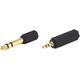 107139 6.35mm Stereo Plug to 3.5mm Stereo Jack Adaptor Gold Plated Black 0.38 inches & 3.5mm Stereo Plug to 6.35mm (1/4 Inch) Stereo Jack Adaptor - Gold Plated