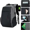 Jahy2Tech 18 Anti-theft Laptop Backpack School Bag Water-repellent W/ USB Charging Port Grey