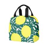 Pattern - Lemon Print kingque Lunch Bag For Women Men Adult Lunch Box for Work Reusable Lunch Cooler Bag For School Picnic Beach - Below 20 liters