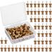 50 Pcs Wooden Push Pins Thumb Tacks Push Pins for Cork Board Head Pin Wood Map Tacks Marking Pin Wood Thumb Tacks for Bulletin Boards Craft Projects with Storage Box Coffee