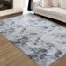 Hasoo 8 x 10 Area Rugs Shag Indoor Plush and Thick Faux Fur Shag Rug Non-Slip Tie-dyed Carpet Light Grey