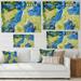 DESIGN ART Designart Blue And Green Luxury Abstract Fluid Art Modern Canvas Wall Art Print 32 in. wide x 24 in. high