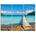 Design Art Old Wooden Pier in Sea - 3 Piece Graphic Art on Wrapped Canvas Set