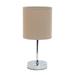 Creekwood Home Nauru 11.81 Traditional Petite Metal Stick Bedside Table Desk Lamp in Chrome with Fabric Drum Shade for Nightstand End Table Dorm Home DÃ©cor Bedroom Living Room Gray