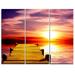 Design Art Burning Sunset in Blue Sky - 3 Piece Graphic Art on Wrapped Canvas Set