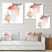 DESIGN ART Designart Woman Silhouette With Red And Purple Flowers IX Glam Canvas Wall Art Print 30 in. wide x 30 in. high