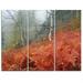 Design Art Red Fern in Foggy Fall Fay - 3 Piece Graphic Art on Wrapped Canvas Set