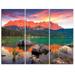 Design Art Colorful Eibsee Lake Sunset - 3 Piece Graphic Art on Wrapped Canvas Set