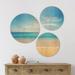 DESIGN ART Designart Wide Blue Sky Over Beach Seashore Wood Wall Art Set of 3 Circles