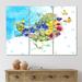 DESIGN ART Designart Summer Flower Bird With Butterflies Traditional Canvas Wall Art Print 36 In. Wide X 28 In. High - 3 Panels