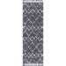 JONATHAN Y JONATHAN Y Modern Shag Plush Tassel Moroccan Tribal Geometric Trellis Area Rug 2 X 8 - Denim Blue/Cream