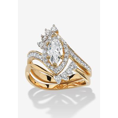 Women's 1.68 Tcw Cubic Zirconia Two-Piece Halo Bridal Set Yellow Gold-Plated by PalmBeach Jewelry in Gold (Size 6)