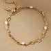 Anthropologie Jewelry | Anthropologie Delicate Paperclip Pearl Bracelet | Color: Gold/White | Size: Os