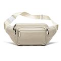 FANDARE Waist Fanny Pack Bumbags for Women Men Sling Bag Genuine Leather Chest Crossbody Bag Cover Pack for Hiking Cycling Travelling Outdoor Sport Gym Business College Shoulder Bag White A