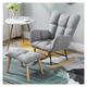 WIGSELBL Rocking Nursing Chairs Armchair with Stool Mid Century Teddy Fabric Tufted Accent Chair Rocking Chair Padded Seat,Leisure Relax Chair for Living Room Bedroom Office Nursery (Color : Gray-2)