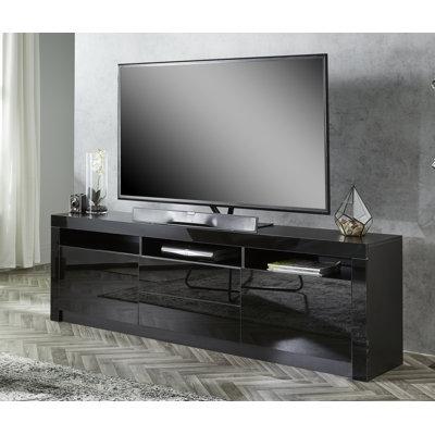 MMTFurnitureDesigns 78" TV Stand Cabinet Console w/ Lights for TVs up to 90" TV's Wood in Black | 22 H x 78 W x 15.74 D in | Wayfair