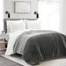 Farmhouse Color Block Ultra Soft Faux Fur All Season Comforter Light Gray 3Pc Set Full/Queen - Lush Decor 21T012809