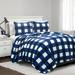 Plaid Ultra Soft Faux Fur Light Weight All Season Comforter Navy 3Pc Set King - Lush Decor 21T012805