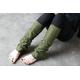 Light-Weighted Leg Warmers - Boot Socks, Cuffs With Floral Lace Olive Green