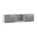 Meuble tv 2 portes 140 cm blanc et gris