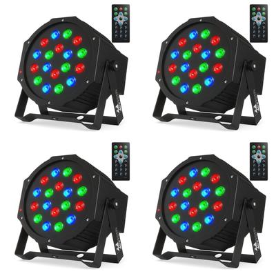 18 RGB LED DJ Stage Uplight -DMX Control Sound Activated with Remote Control and 7 Modes LED