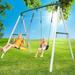 440lbs Swing Sets for Backyard with Slide, Saucer Swing, Belt Swing,Basketball Hoop