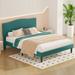 VECELO Queen Size Bed Upholstered Platform Bed Frame with Nailhead Headboard