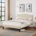 VECELO, Upholstered Platform Bed Frame with Nailhead Headboard- Twin/Full/Queen Size Bed-Beige