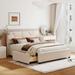Upholstered Platform Bed with Brick Pattern Heardboard and 4 Drawers