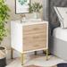 White and Gold Nightstand with 3 Drawers for Living Room, Bedroom