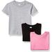 Marky G Apparel Baby and Toddler Short-Sleeve T-Shirts 100% Cotton Jersey Crew-Neck Tee 6M Raspberry/Black/Heather(Pack of 3)