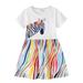 Baby Kid Toddlers Girls Baby Tee Shirt Dresses Summer Casual Dress Summer School Party Princess Rainbow Color Top Dresses Clothes Child Sundress Streetwear Kids Dailywear Outwear