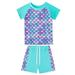 Godderr Girls Rash Guard 2-Piece Swimwear Fish Scale Pattern Swimwear Upf 50+ Uv for 4-12Y