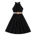 Children Dress Solid Color Halter Neck Waist Collection Dress Princess Dress Fashion Outwear Child Sundress Streetwear Kids Dailywear Outwear