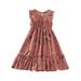 Toddlers Girls Baby Casual Dress Summer O-Neck Sleeveless Flowy Printed Plain Sundress Child Sundress Streetwear Kids Dailywear Outwear