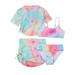 B91xZ Swimsuit Girls Toddler Girl s 4 Piece Swimsuits Tie Dye Prints Bikini Bathing Suit Briefs Girls Bikini Beach Swimwear Pink Sizes 6-7 Years