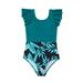B91xZ Baby Swimsuit Girl Teen Kids Girls Swimsuits OnePiece Kids Black Swimsuits Chest Pads Girl Sun Ruffler Sleeves Floral Sky Blue Sizes 3-4 Years