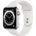Pre-Owned Apple Watch Series 6 GPS + LTE w/ 44MM Stainless Steel Case & White Sport Band (Refurbished - Fair)