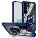 ELEHOLD Rugged Clear Case for Samsung Galaxy S23 Plus 6.6 Hybrid Hard PC Crystal Clear Back+Soft TPU Shockproof Design Slim Lightweight Case with Metal Ring Holder Kickstand for Samsung S23+ Blue