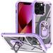 ELEHOLD Rugged Clear Case for iPhone 14 Pro Max 6.7 Hybrid Hard PC Crystal Clear Back+Soft TPU Shockproof Design Slim Lightweight Case with Metal Ring Holder Kickstand for iPhone 14 Pro Max Purple